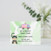 Verlegung eines neuen Hauses mit Katze Postkarte (Stehend Vorderseite)