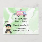 Verlegung eines neuen Hauses mit Katze Postkarte (Vorderseite)