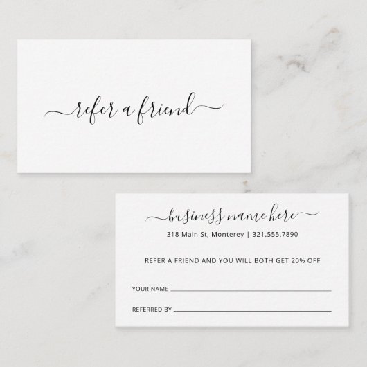 Verleih einer Freundin Schwarz-weißer Schönheitssa Empfehlungskarte (Vorne/Hinten)