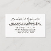 Verleih eines Hochzeitsdekors Party Prop. Visitenkarte (Rückseite)