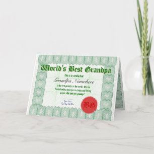 Verleihung der besten Opa-Zertifikat-Karte der Wel Karte