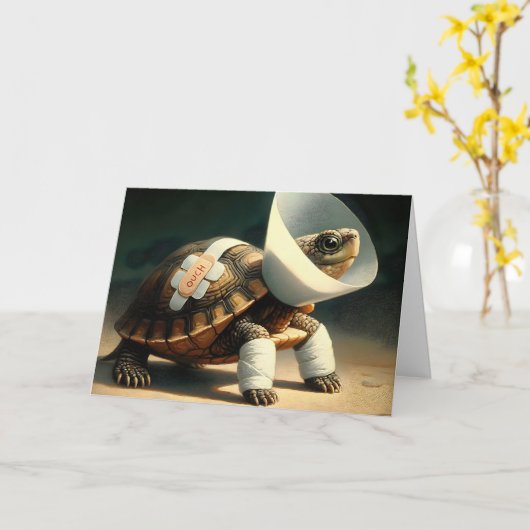 Verletzte Tortoise wird bald gut Karte (Gelbe Blume)