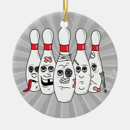 verletzter Bowling Buttone Cartoon Keramik Ornament (Vorne)
