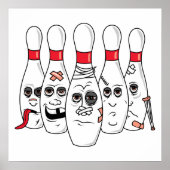 verletzter Bowling Buttone Cartoon Poster (Vorne)