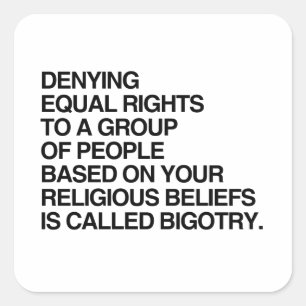 VERLETZUNG DER GLEICHRECHTE AUF DER GRUNDLAGE RELI QUADRATISCHER AUFKLEBER