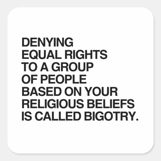 VERLETZUNG DER GLEICHRECHTE AUF DER GRUNDLAGE RELI QUADRATISCHER AUFKLEBER (Vorderseite)