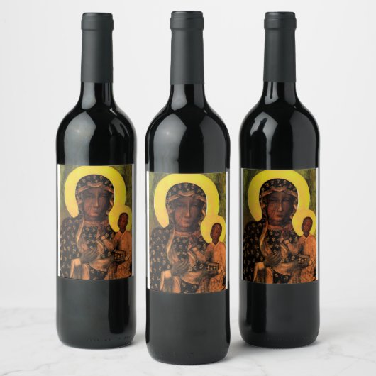 Verletzungen von Virgin Mary Weinetikett (Flaschen)