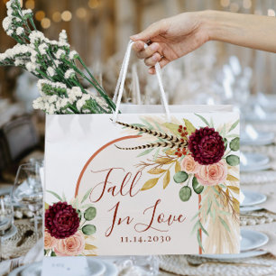 Verlieb dich Burgunder Florale Hochzeit Brautschau Große Geschenktüte