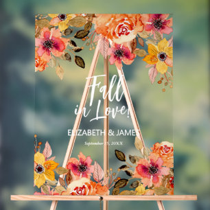 Verlieb dich Florale Hochzeitsbegrüßung Acrylschild