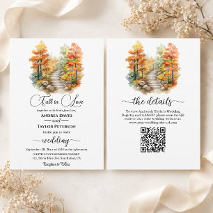 Verlieb dich im Herbstwald in All-in-One-Hochzeit Einladung
