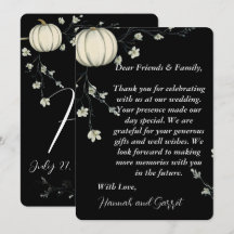 Verlieb dich in Black Pumpkin Hochzeit Danke