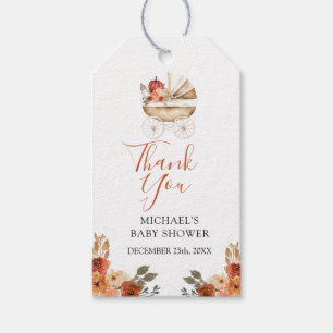 Verlieb dich in die Kürbis-Stroller Floral Baby Sh Geschenkanhänger