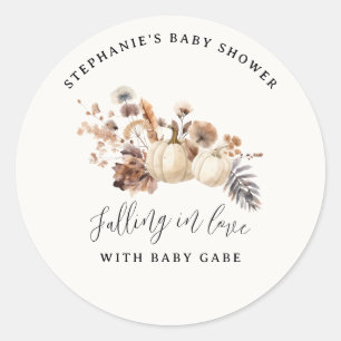 Verlieb dich in die Pumpkin Baby Shower Runder Aufkleber