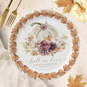 Verlieb dich in Florale Kürbis-Hochzeit Pappteller