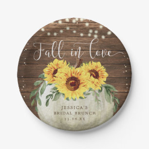 Verlieb dich in Kürbis Sonnenblumen Rustikaler Pap Pappteller