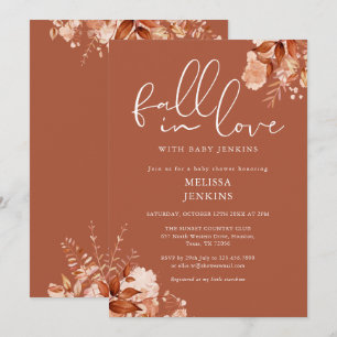 Verlieb dich in Rustic Floral Herbst-Baby-Party Einladung