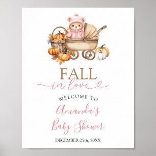 Verlieb dich rosa Mädchen Bär Baby Shower Willkomm Poster