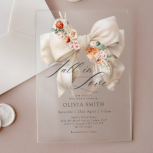 Verlieb dich Weiße Schleife Florale Babyparty Acryleinladungen