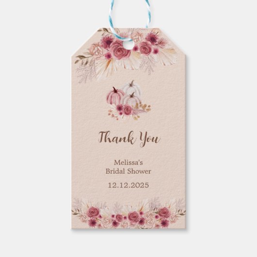Verliebe dich Boho Rosa Kürbis Danke Geschenkanhänger (Vorderseite)