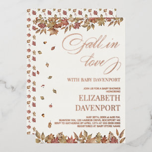 Verliebe dich in die Baby-Herbstfoliage-Baby-Party Folieneinladung