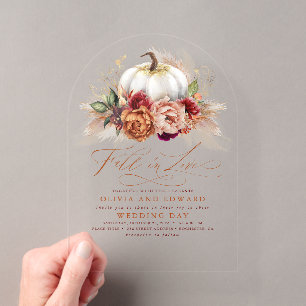 Verlieben Sie sich Elegante Hochzeit Rost Blumen K Acryleinladungen