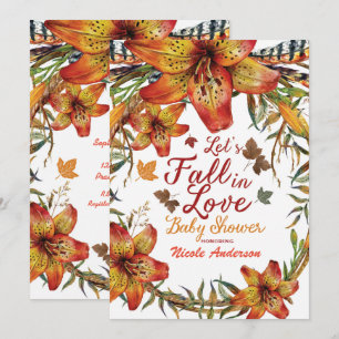 VERLIEBEN SIE SICH Florale orange Lilien Baby-Par Einladung