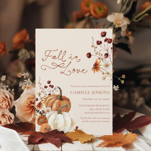 Verlieben Sie sich in Rustic Pumpkin Floral Brautp Einladung