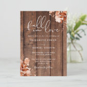 Verlieben Sie sich Rustikale Holz Blumen QR-Code H Einladung (Stehend Vorderseite)
