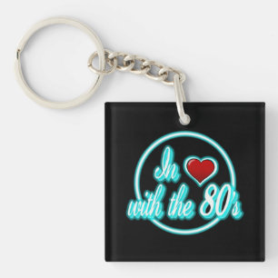 Verliebt in die 80er Retro 80er Logo Schlüsselanhä Schlüsselanhänger