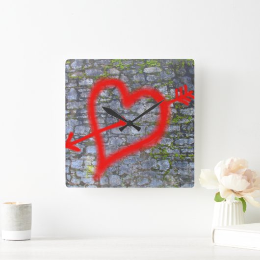 VERLIEBT - QUADRATISCHE WANDUHR (Zuhause)