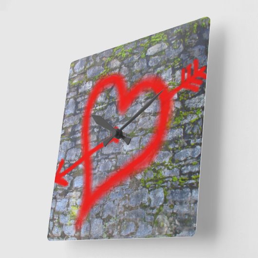 VERLIEBT - QUADRATISCHE WANDUHR (Winkel)