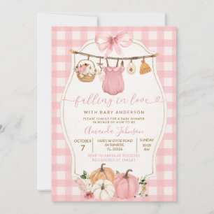 Verliebte Baby-Party im rosa Gingham-Look Einladung
