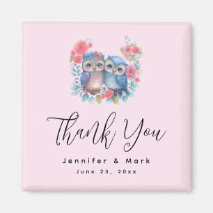 Verliebte Eulen auf einem Ast sitzen Dankeschön Magnet