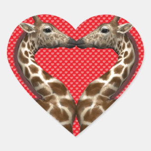 Verliebte Giraffen Herz-Aufkleber