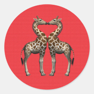 Verliebte Giraffen Runder Aufkleber