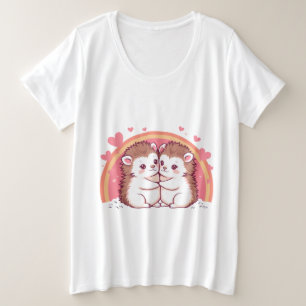 Verliebte Igel – Niedliches Umarmungs-Design Große Größe T-Shirt