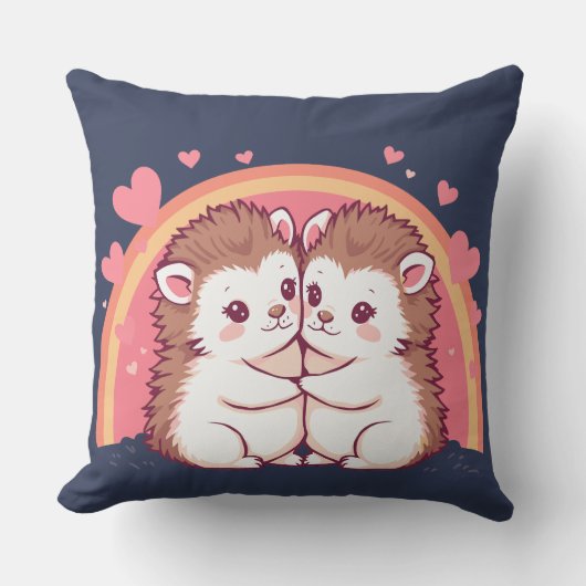 Verliebte Igel – Niedliches Umarmungs-Design Kissen (Vorderseite)