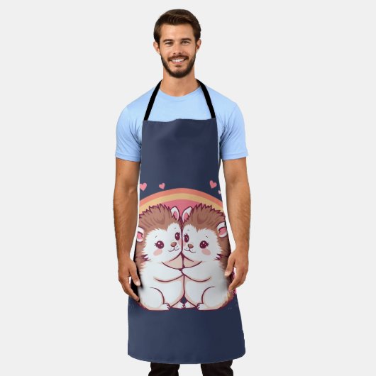 Verliebte Igel – Niedliches Umarmungs-Design Schürze (Getragen)