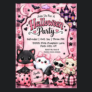 Verliebte rosa Mädchen-Halloween-Party Einladung