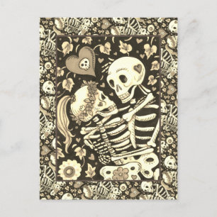 VERLIEBTE UNTER DER IVY, SCHWEETHEART SKELETONS EM FEIERTAGSPOSTKARTE