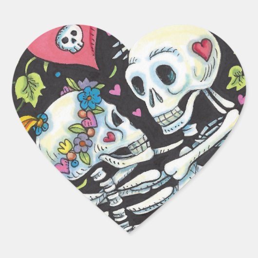 VERLIEBTE UNTER DER IVY, SCHWEETHEART SKELETONS EM Herz-Aufkleber (Vorderseite)