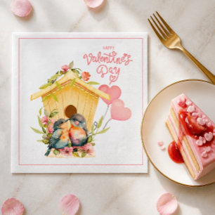 Verliebte Vögel Valentinstag Papier Cocktail Servi Serviette