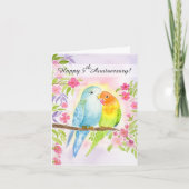 Verliebte Vögel zum 5. Hochzeitstag Karte (Vorderseite)