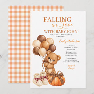 Verliebter Bär Kürbis Herbst Baby Shower Einladung