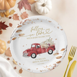Verliebter Kürbis Herbst Baby Shower Pappteller