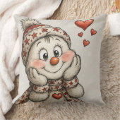 Verliebter Schneemann mit Herzen Kissen (Decke)