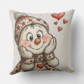 Verliebter Schneemann mit Herzen Kissen (Rückseite)