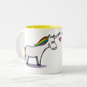 Verliebtes Einhorn und Nashorn Zweifarbige Tasse (Vorderseite Links)