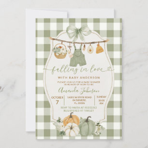 Verliebtes Hellgrün Kariert Baby Shower Einladung