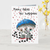 Verliebtes Lemuren-Paar unter Herzregen Karte (Gelbe Blume)